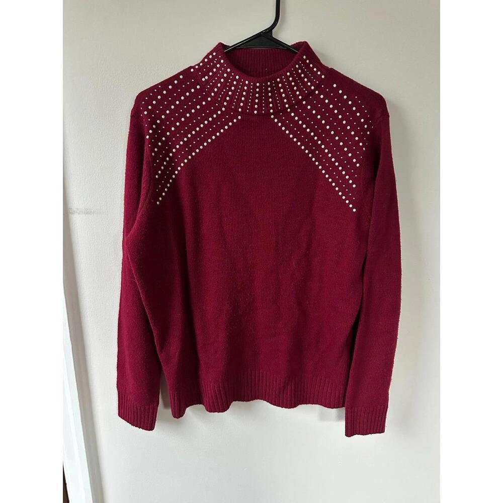 Juicy Couture Red Sweater with Pearl/Silver Accents